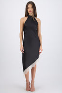 Vestido halter encaje asimetrico