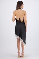 Vestido halter encaje asimetrico