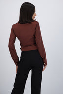 Camisa satin detalle botones