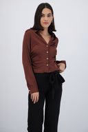 Camisa satin detalle botones