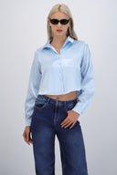 Camisa cropped satin