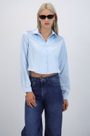 Camisa cropped satin