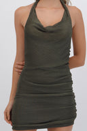 Vestido mini drapeado halter