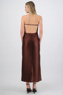 Vestido maxi escote cascada profundo