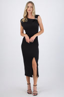 Vestido rib asimetrico detalle metalico