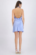 Vestido mini satin escote cascada
