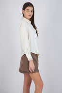 Camisa satin detalle encaje cuello