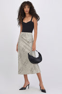 Falda midi satin print