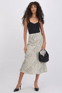 Falda midi satin print