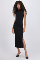 Vestido maxi rib cuello alto