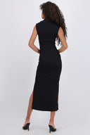 Vestido maxi rib cuello alto