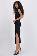 Vestido maxi rib cuello alto