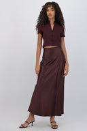 Falda maxi satinada