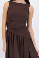 Vestido drapeado abertura pierna