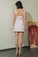 Vestido jacquard corto con escote cuadrado