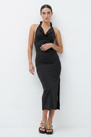 Vestido halter escote cascada